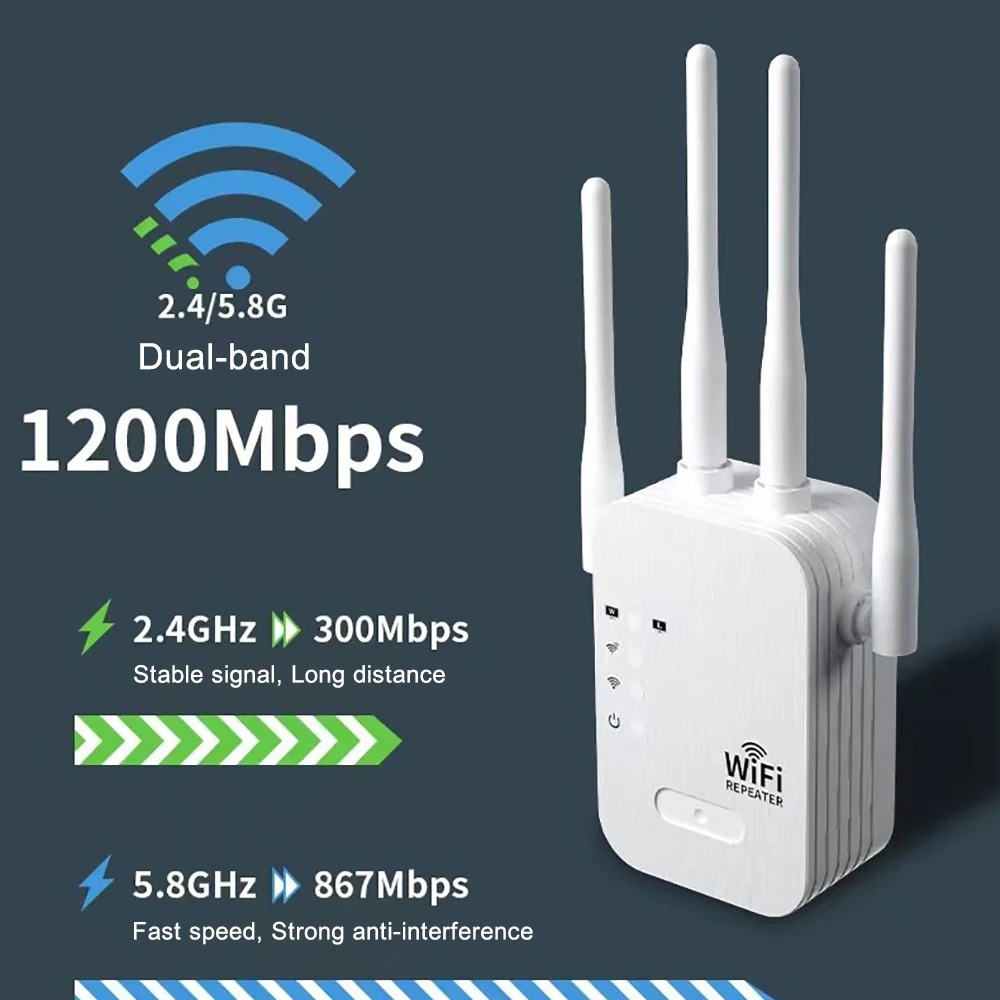 Wifi Range Extender - 1200Mbps WiFi Tekrarlayıcı Kablosuz WIFI Genişletici