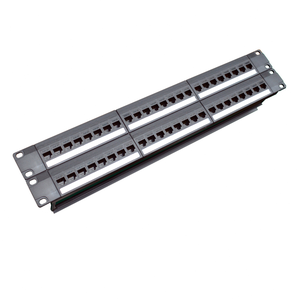 Patch Panel Cat6 - 19in 2U kabine Pass-through 48 Port