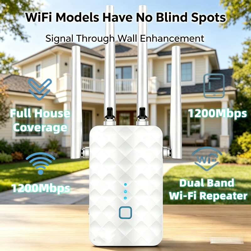 Wifi Range Extender - 1200Mbps WiFi Tekrarlayıcı Kablosuz 2.4G/5GHz Çift